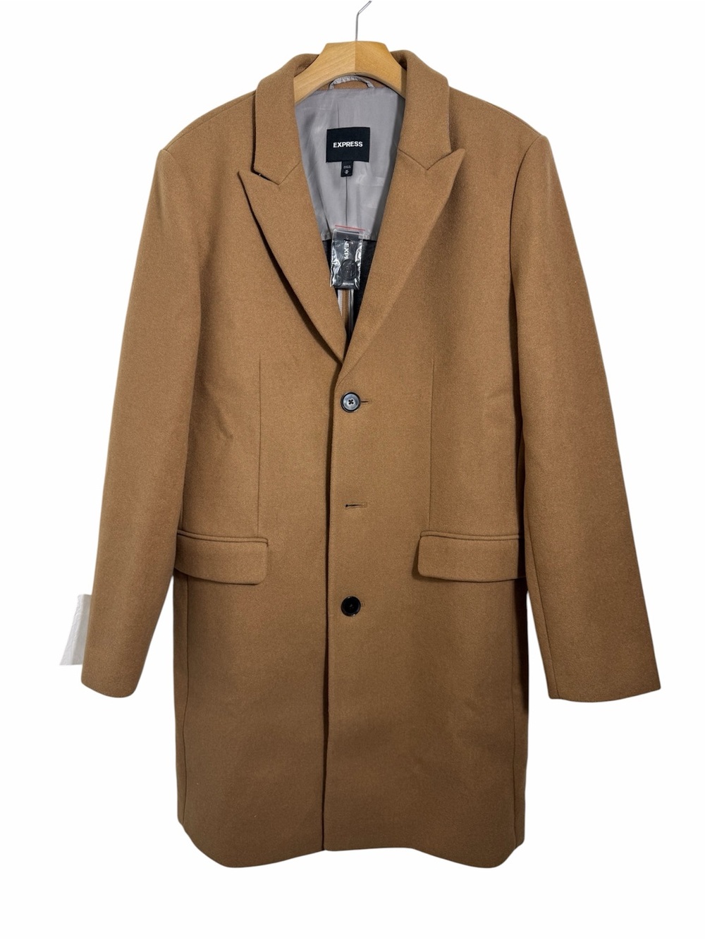 Express Men’s Camel Wool Blend Topcoat Size M New with Tags